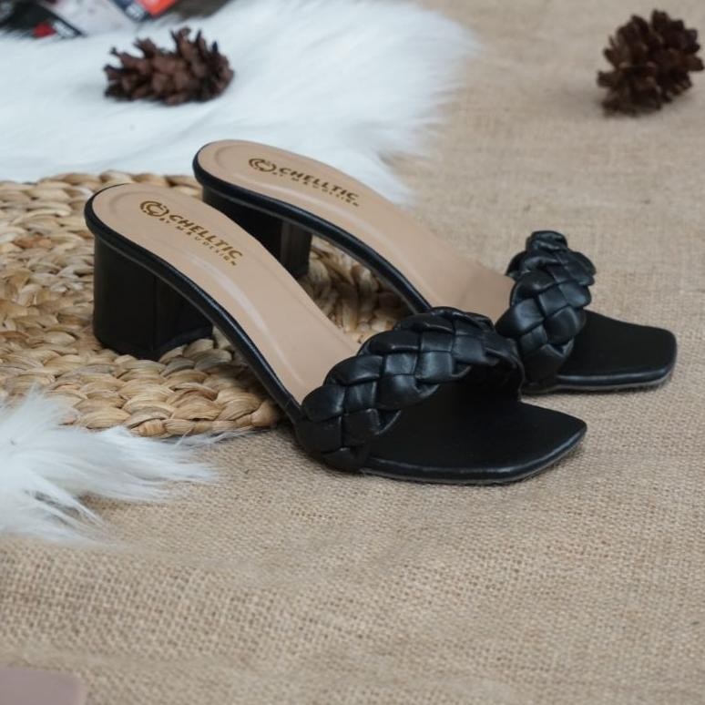 Heels Hak Tahu Tali Kepang Wanita/Sepatu Pesta Hak 5CM