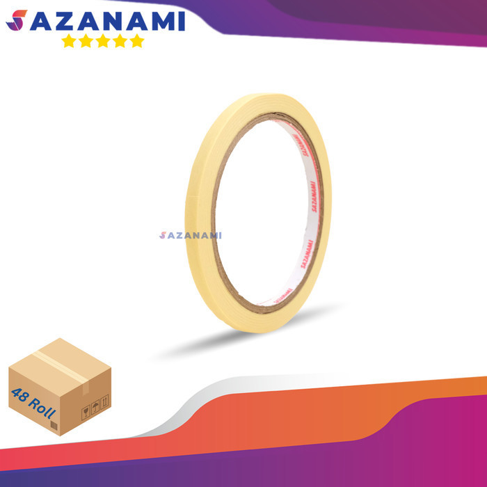 

1 Pack Lakban Kertas Masking Tape 1/4" Inch 6Mm X 21M Sazanami 48 Roll