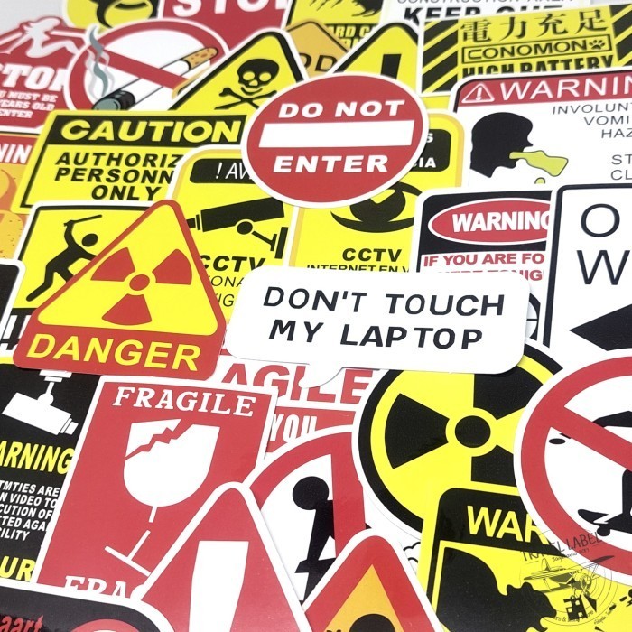 

Sticker Koper 1 Set 50 Pcs : Desain Motif Warning Fragile Danger
