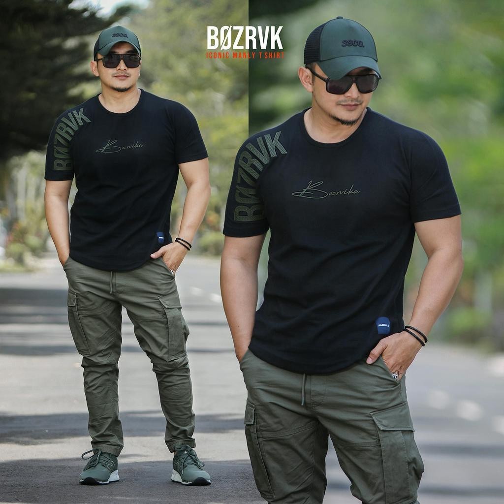 [HIGH QUALITY COLLECTIONS] Kaos Hitam Tactical BOZRVK Kaos Taktikal Kaos Tactical Pria Baju Kaos