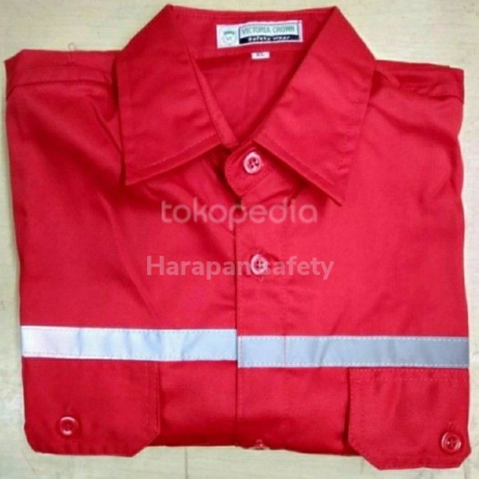 BAJU SAFETY K3 PROYEK SETELAN MERAH / SERAGAM PRIA BAJU CELANA