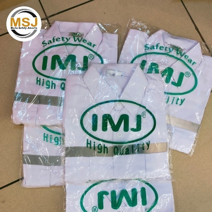 BAJU SAFETY ATASAN PUTIH LENGAN PANJANG IMJ/BAJU KERJA PROYEK SAFETY