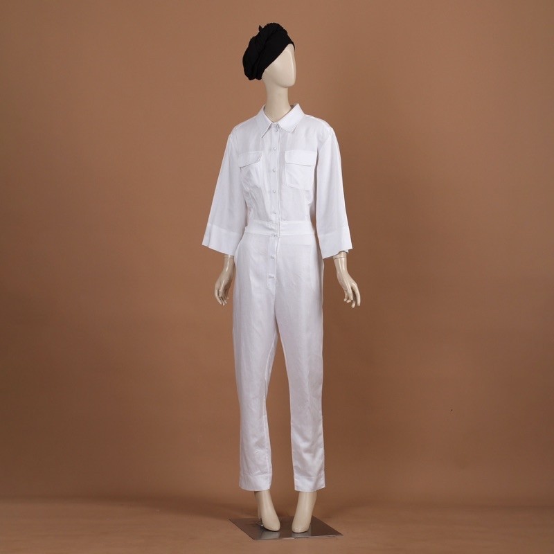 Itang Yunasz Ready to Wear - Workshirt Jumpsuit White