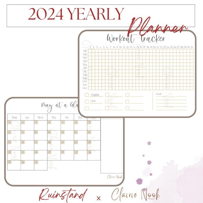 

BARANG TERLARIS Yearly Planner 2024 - Jurnal - Diary Planner Clairie Nook