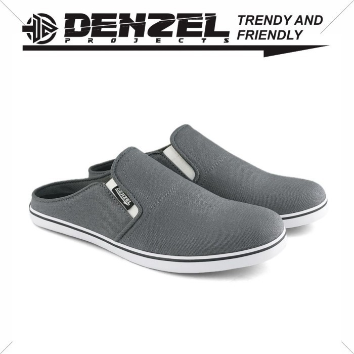 Denzel Dz 008 Sepatu Bustong Pria Hitam Abu - Sandal Pria