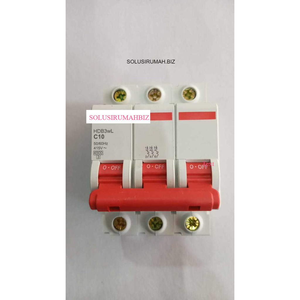 ] MCB 3 Phase 10A 10 A C10 MCB3 SET Standar SNI 3phase 3POLE 3 POLE HD