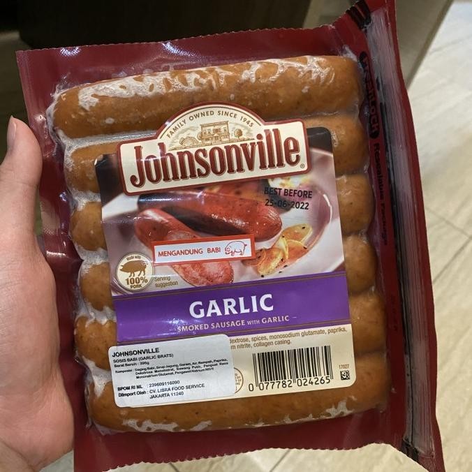 

sosis babi johnsonville rasa bawang putih (garlic) GS