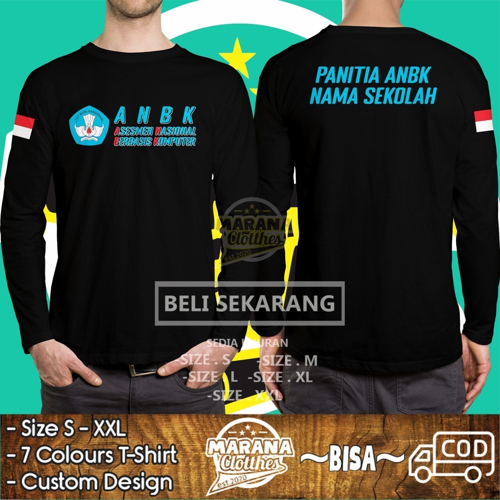 Kaos Panitia ANBK Asesmen Nasional Gratis Nama Sekolah Lengan Panjang DB Kaos Distro