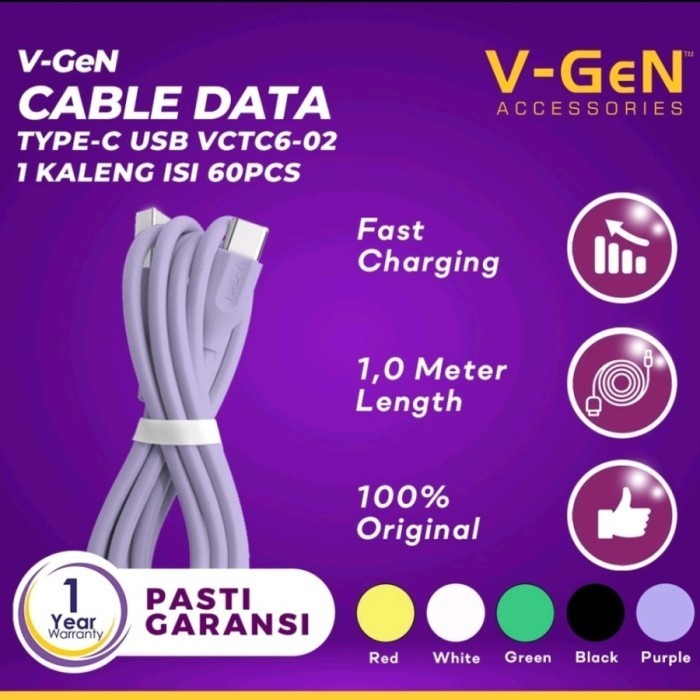 Kabel Data Usb Type-C VGEN 2.4A Fast Charging VCTC6-02