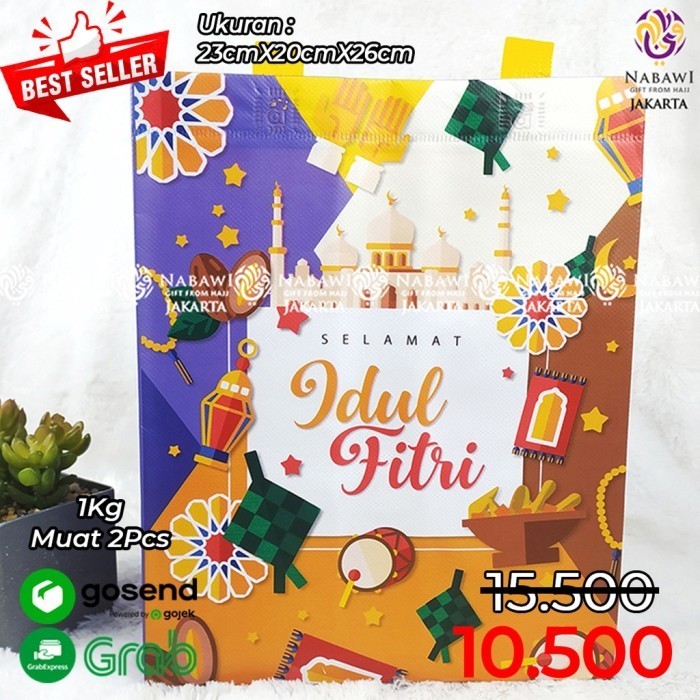 >*>*>*>*] Goodie Bag Kecil Print Tote Bag Idul Fitri 1 Pcs Tas Souvenir Lebaran