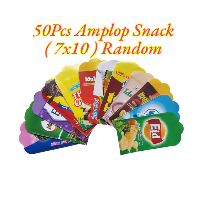 

50 Lembar Amplop Lebaran Motif Snack Random