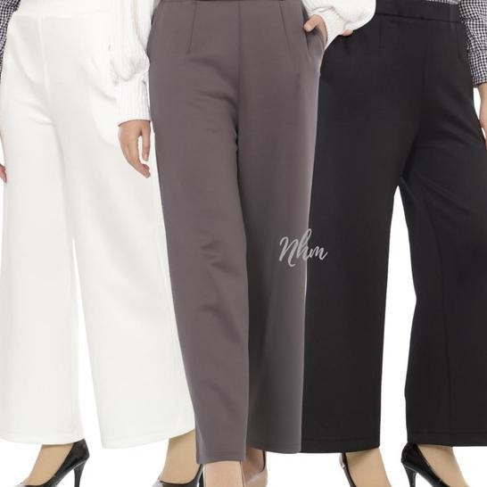 Celana Kulot Scuba Putih, Kulot Polos Scuba