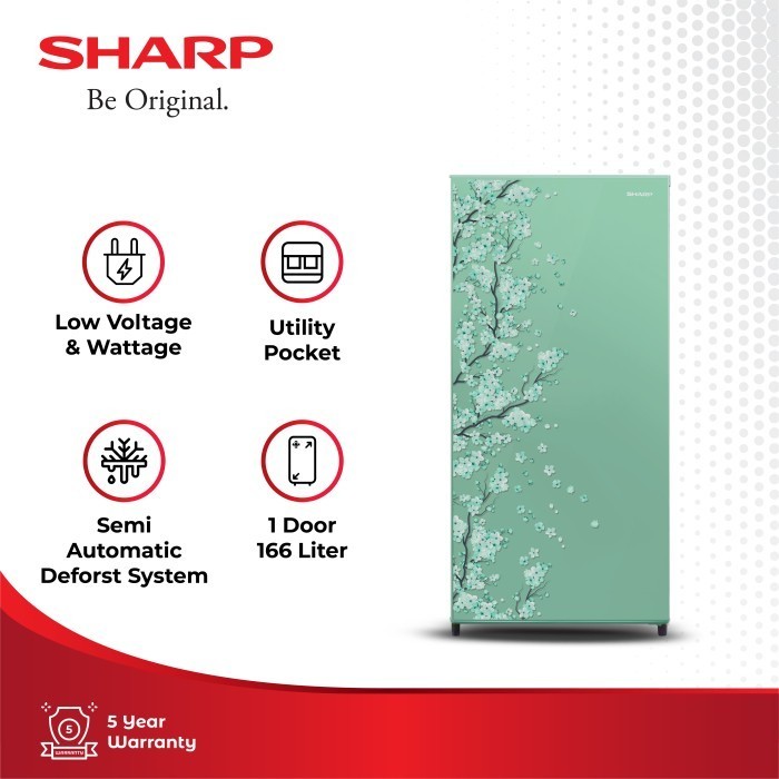 Sharp Kulkas 1 Pintu SJ-N182D-SH Kirei III Sakura Hijau 166L Palu