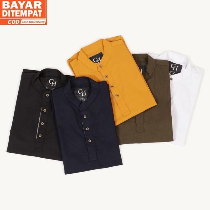 Baju Koko Pria Lengan Pendek Hanafi Kemeja Muslim Pria Terbaru Tebal