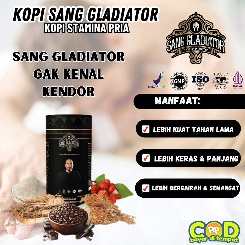 

[BISA COD]Kopi Sang Gladiator | Kopi Stamina by Vicky Prasetyo | 1 Pack isi 6 Sachet