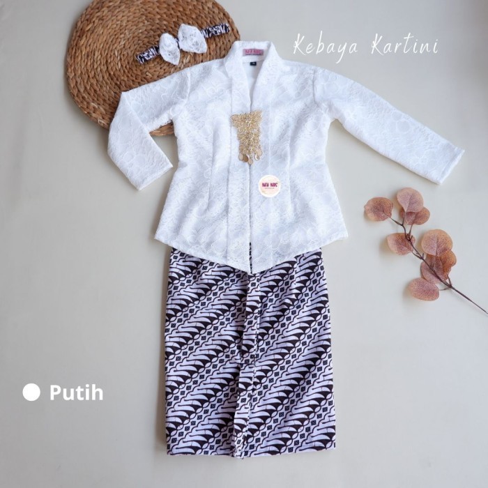 New Kebaya Anak / Kebaya Kartini Anak/ Kutubaru Anak Panjang Rok Putih