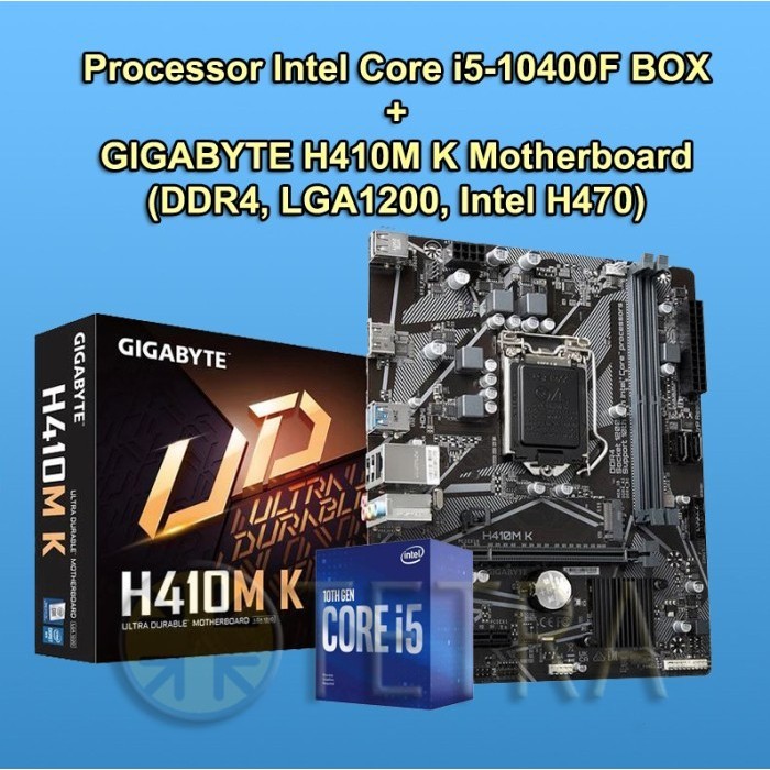 New Arrival-- [BUNDLE] Intel Core i5-10400F BOX + GIGABYTE H410M K (DDR4, LGA1200)