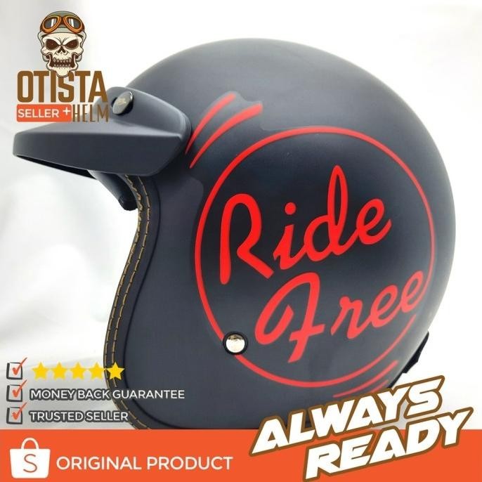 [Ori] Helm Asca Bogo Half Face Buble Pad Corak Ride Free Non Visor Bodybassshop
