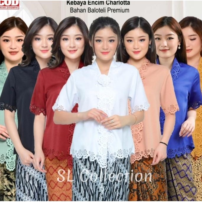 Sale Now Atasan Kebaya Encim Modern Terbaru Warna Coklat|Maroon|Putih|Hitam Original
