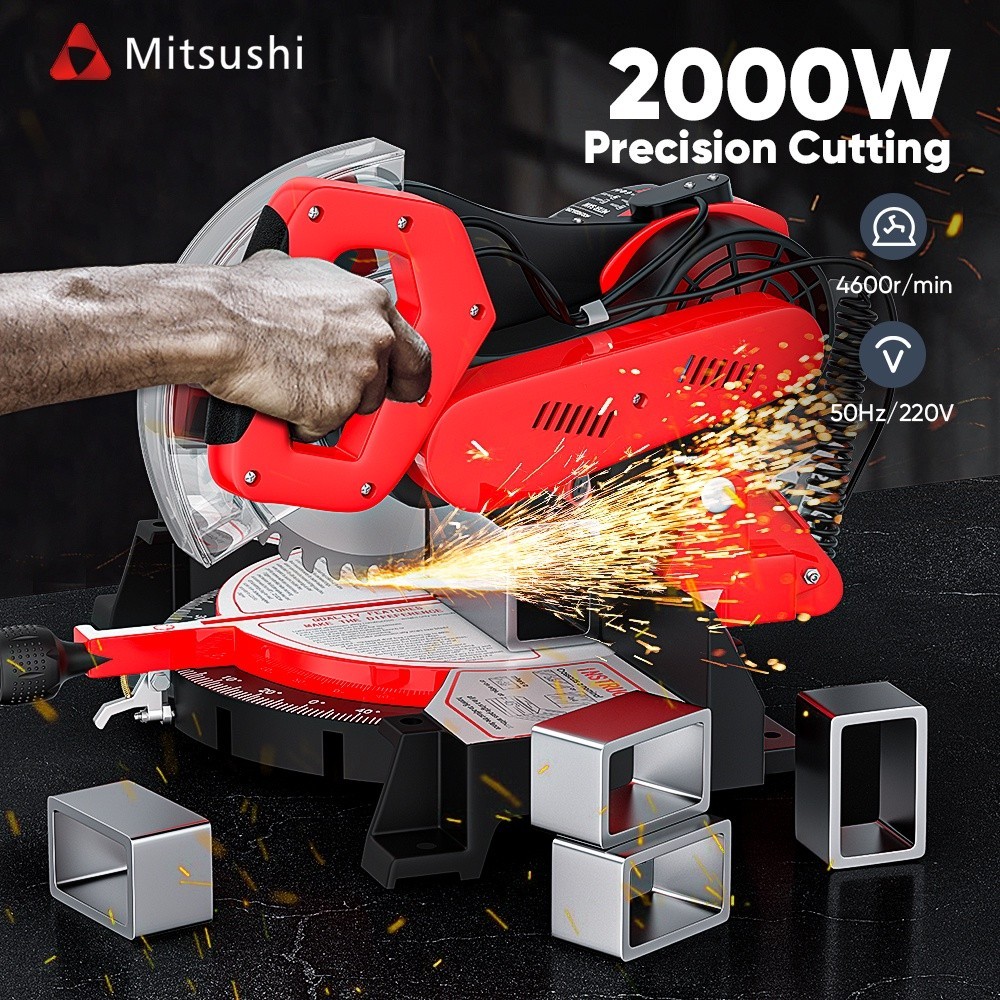 Mitsushi Mesin Pemotong Alumunium / Miter Saw Wood Cutting Machine MXQGJ255 2000W 220V