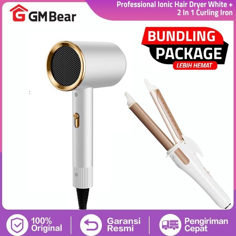 PREMIUM GM Bear Bundle Hemat Hair Dryer 1121 + Catokan Rambut 2 in 1 1173 - Package Beauty Electroni