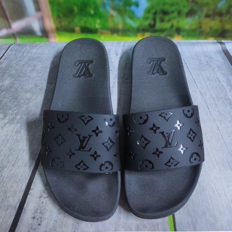 SUPER DEAL SANDAL COWOK DEWASA LV SLIDE BLACK 100% GRADE ORIGINAL SENDAL PRIA IMPORT