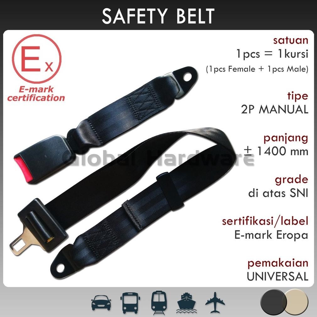 rsl - Sabuk Pengaman Safety Seat Belt 2 Titik Manual Mobil Universal Label Logo Sertifikat E4 E8 E-m