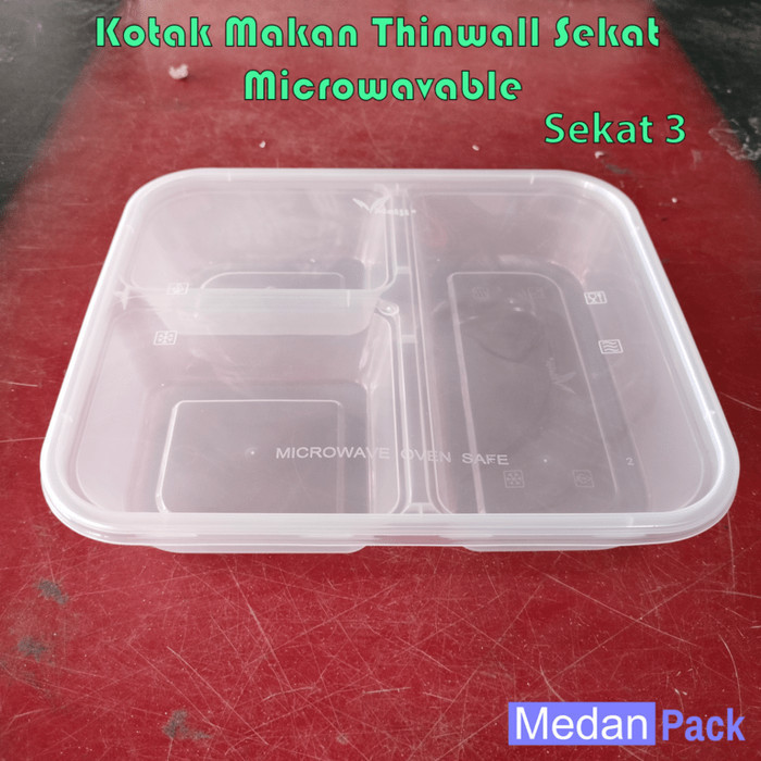 

*#*#*#*#] Container Thinwall Microwavable RT Sekat 3 Meiji per 25 pcs