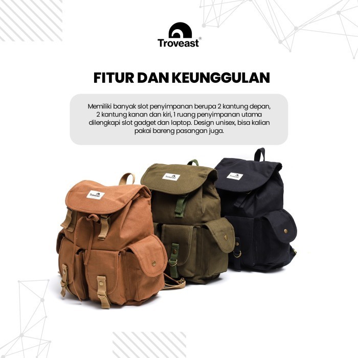 Tas Ransel Canvas Bapa Celcius Series Unisex Free Rain Cover