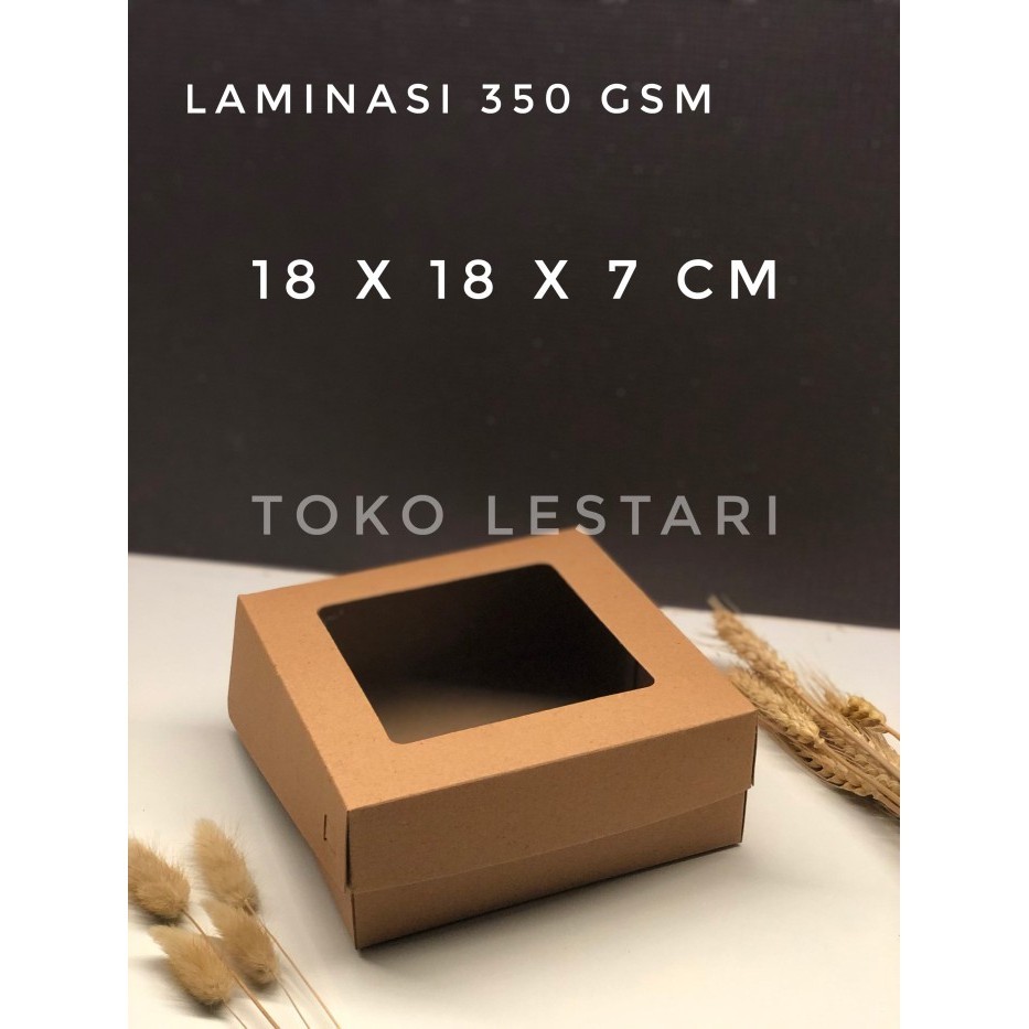 ~~~~~] Box Kraft Coklat LAMINASI JENDELA Untuk Kotak Packing Kue 18x18x7 cm