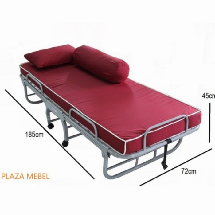 Folding Bed Kasur Rangka Besi Lipat Roda