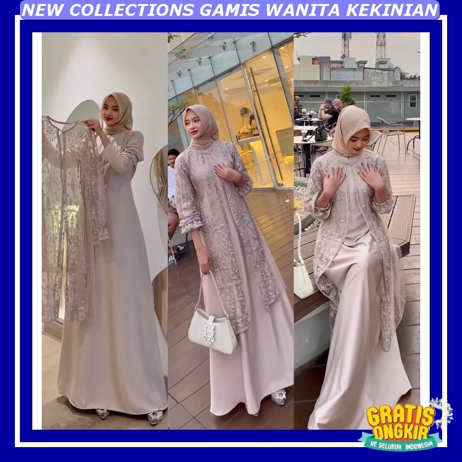 Gamis Shimmer Silk Premium Jumbo Dtees Partyy Wamita Bahu Kondangan Baku Ied Raya Terbaru 2024 Gamis