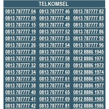 NOMOR CANTIK SIMPATI TELKOMSEL 4G 5G KWARTET 7 SV01