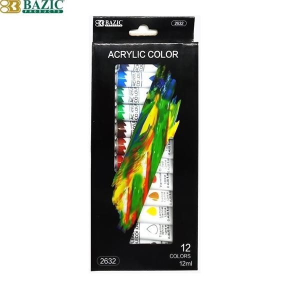 

Baru - Bazic Acrylic Paint Set 12 Colours 12ml - Cat Akrilik