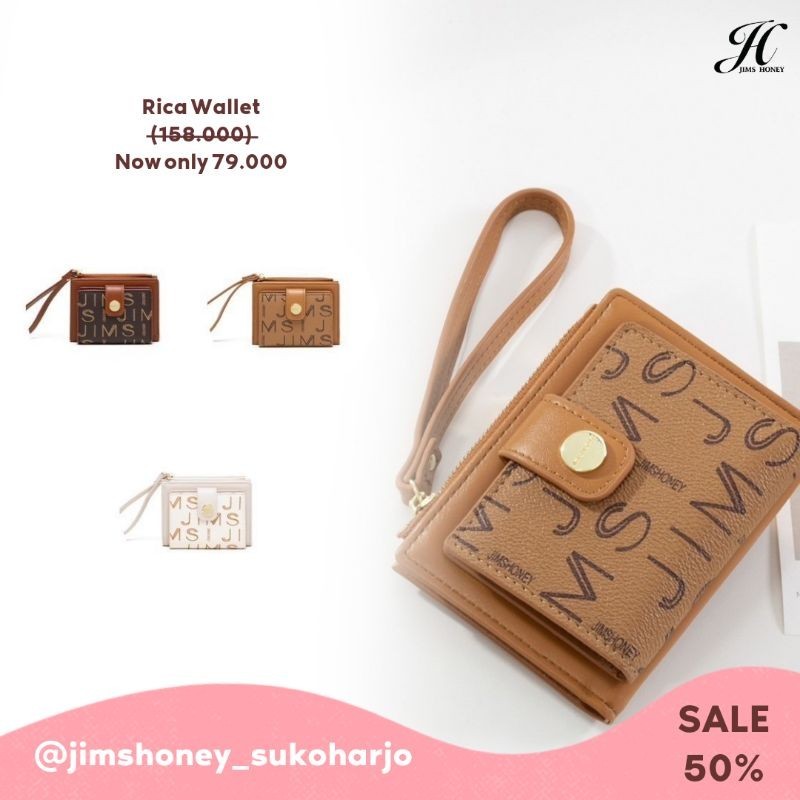 Jims honey Rica Wallet With Box Dompet lipat Dompet Tali Dompet Kecil Wanita