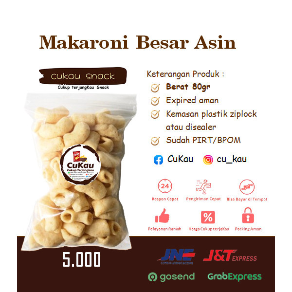 

Makaroni Besar Asin Snack / ngemil makanan ringan / cemilan kiloan murah / COD / PROMO 5000 - Cukau Snacks