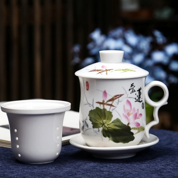 

320 Ml Premium Chinese Tea Cup Ceramic Retro Filter Tea High Grade