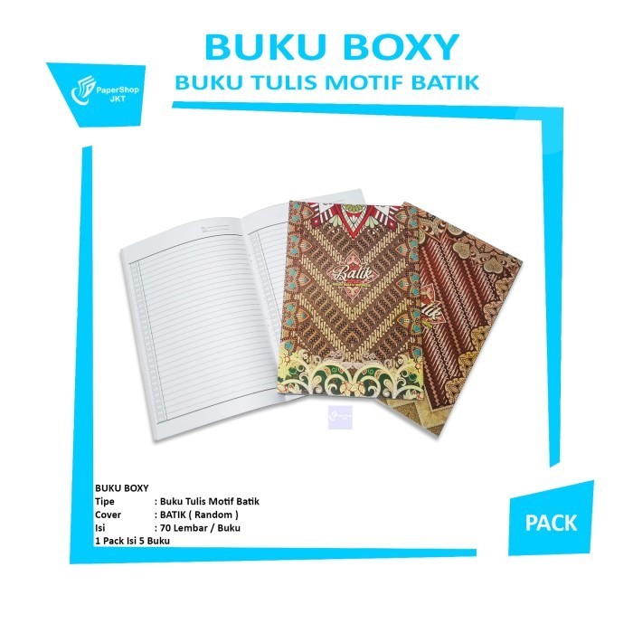 

Sale Boxy - Buku Tulis Motif Batik Random - Pack Murah
