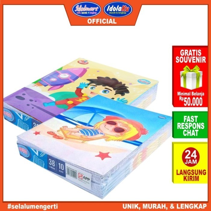 

Hot Sale Idolaku Buku Tulis Sidu Isi 38 Lembar Sinar Dunia 1 Pack Isi 10 Buku Sale!!!