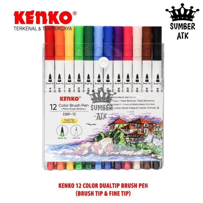 

Color Brush Pen / Pena Kuas Warna KENKO DBP-12 / 12 Warna / Color HOT PROMO