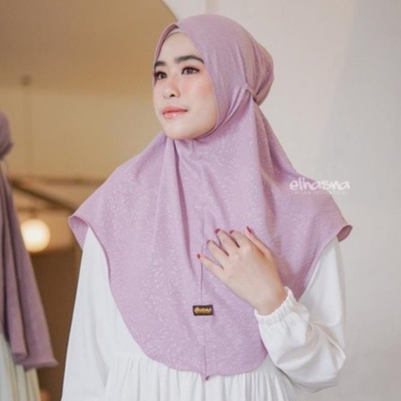 Promo Mega Sale 2.2 // Elhasna Hijab Khimar Bergo Motif Tali ( ARNIS ) Pad / Non Pad Crinkle