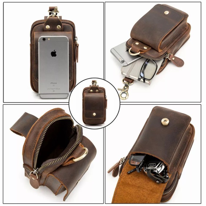 Tas Pinggang Hp Pria Kulit Asli - Tempat Hp Asli Kulit - Dompet Hp