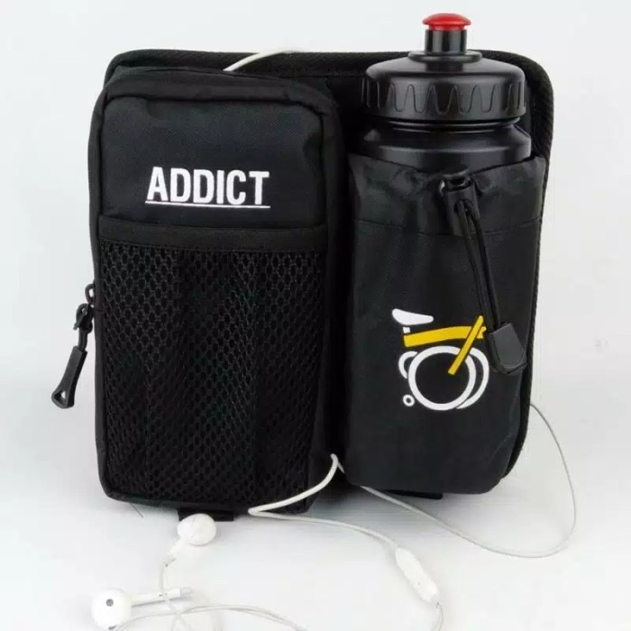 Tas Sepeda Lipat Hitam Brompton Stang Handlebar Tempat Botol Minum