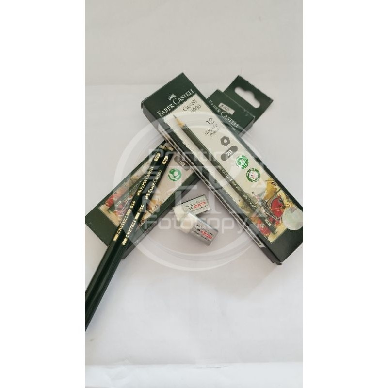 

Pensil Kayu 2B & HB Faber Castel dan penghapus Putih Faber Castel