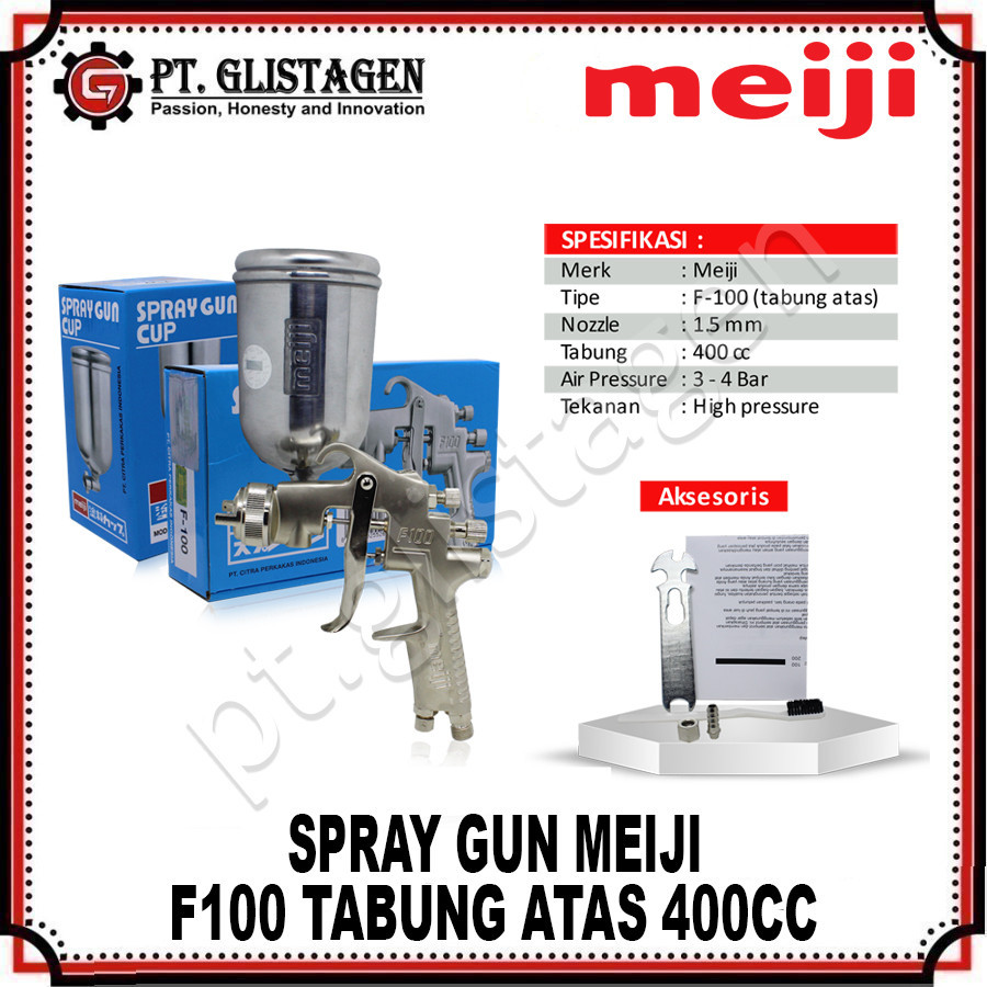 MEIJI F100 Mesin Cat Semprot Spray Gun F100 Tabung Atas MEIJI ORIGINAL