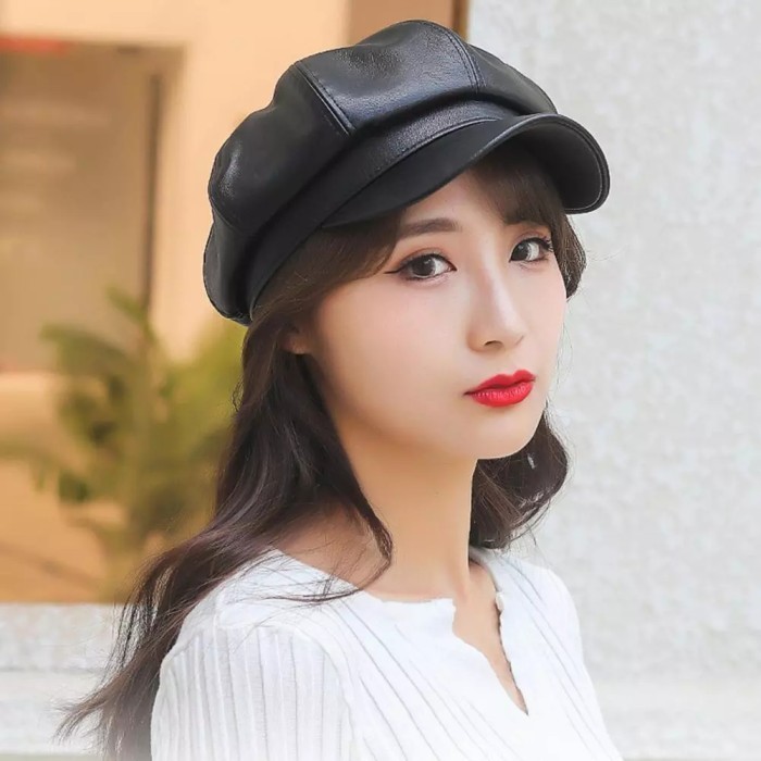 Big Sale topi kulit wanita bahan kulit domba - topi asli kulit domba