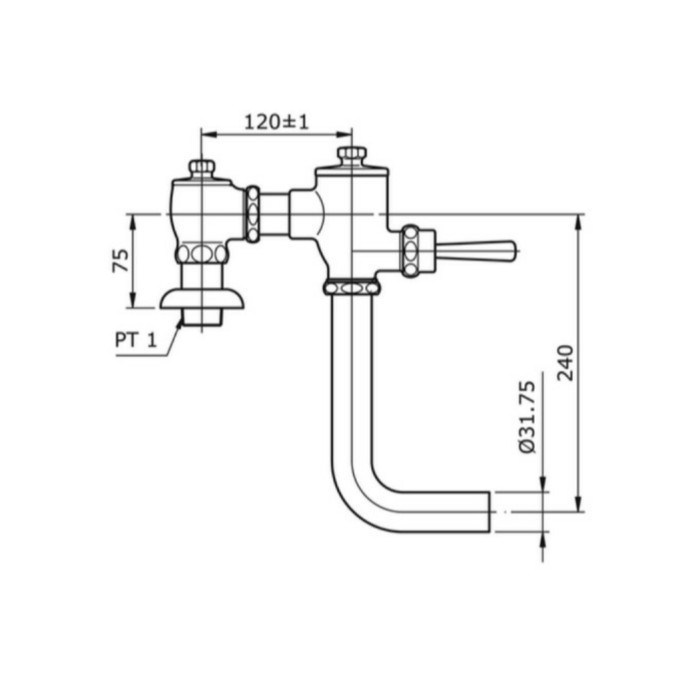 PUSH KRAN CLOSET TOTO T 150 NL/FLUSH VALVE TOTO T150NL