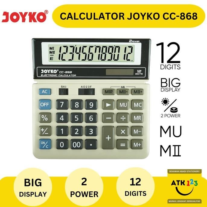 

Terlaris Calculator Kalkulator Joyko CC-868 12 Digits Big Display ~