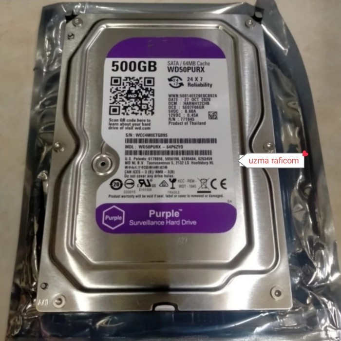 Bisa COD Hardisk Cctv 2TB.1TB.500GB WD Purple 3.5 HDD Internal Sentinel 100%