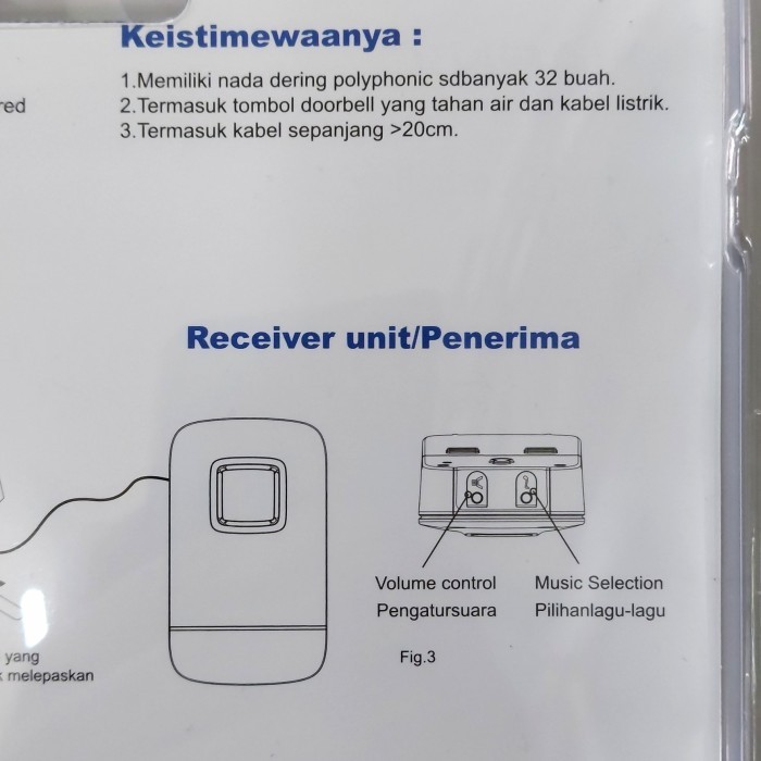 Garansi Doorbell Bel pintu Rumah Kabel Baterai HELES
